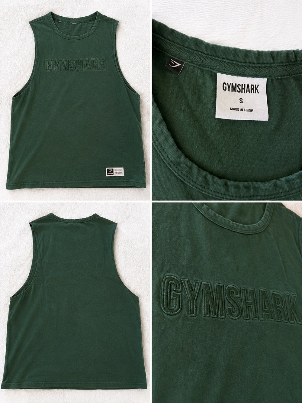 Gymshark Dark Green Embroidered Logo Muscle Tank